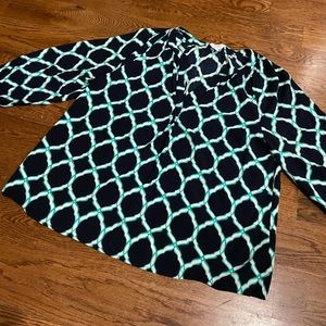 Crown & Ivy women’s top size XL spring teal navy white